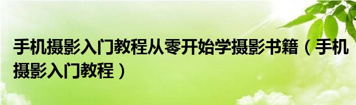 手机摄影入门教程从零开始学摄影书籍（手机摄影入门教程）