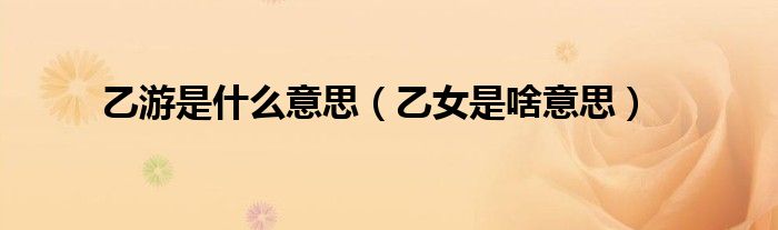 乙游是什么意思（乙女是啥意思）
