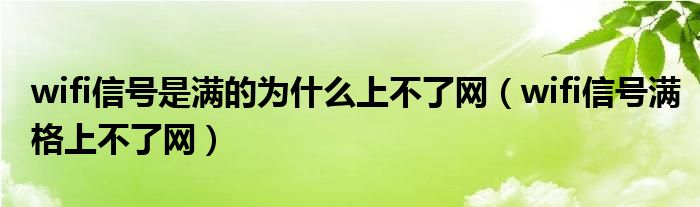 wifi信号是满的为什么上不了网（wifi信号满格上不了网）
