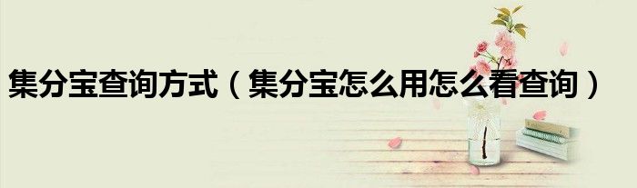 集分宝查询方式（集分宝怎么用怎么看查询）