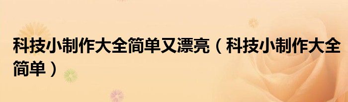 科技小制作大全简单又漂亮（科技小制作大全简单）