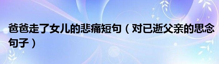爸爸走了女儿的悲痛短句（对已逝父亲的思念句子）