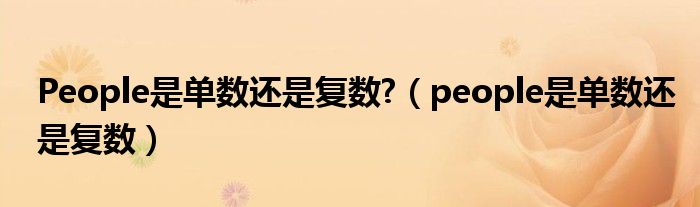 People是单数还是复数?（people是单数还是复数）