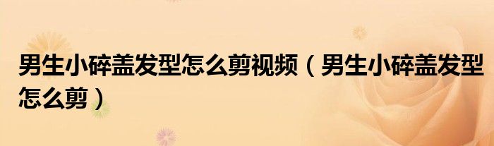 男生小碎盖发型怎么剪视频（男生小碎盖发型怎么剪）