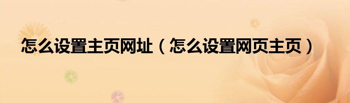 怎么设置主页网址（怎么设置网页主页）