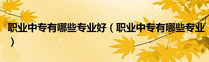 职业中专有哪些专业好（职业中专有哪些专业）