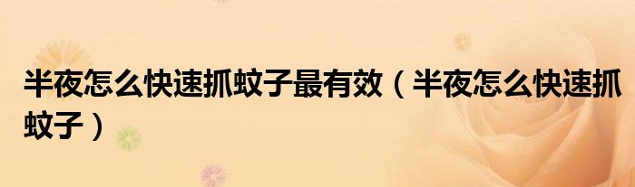 半夜怎么快速抓蚊子最有效（半夜怎么快速抓蚊子）