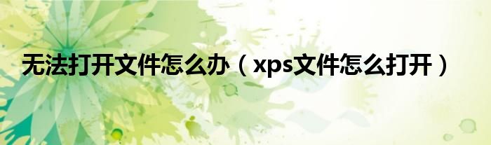 无法打开文件怎么办（xps文件怎么打开）