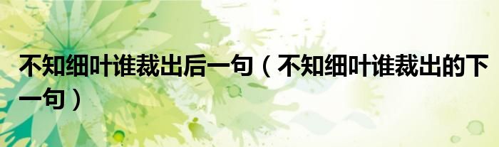 不知细叶谁裁出后一句（不知细叶谁裁出的下一句）