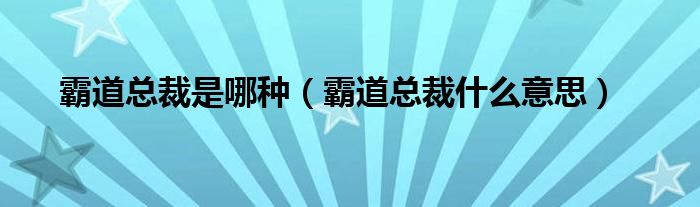 霸道总裁是哪种（霸道总裁什么意思）