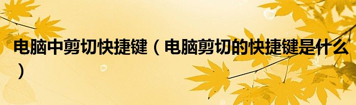 电脑中剪切快捷键（电脑剪切的快捷键是什么）