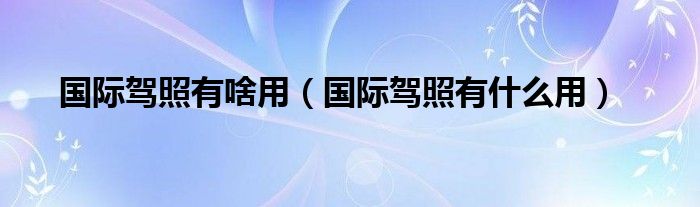 国际驾照有啥用（国际驾照有什么用）