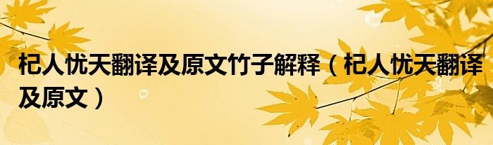 杞人忧天翻译及原文竹子解释（杞人忧天翻译及原文）
