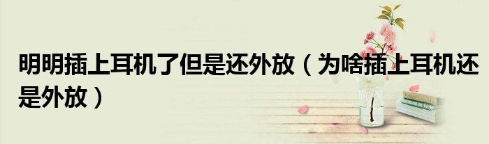 明明插上耳机了但是还外放（为啥插上耳机还是外放）