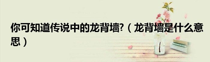 你可知道传说中的龙背墙?（龙背墙是什么意思）