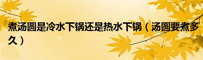 煮汤圆是冷水下锅还是热水下锅（汤圆要煮多久）