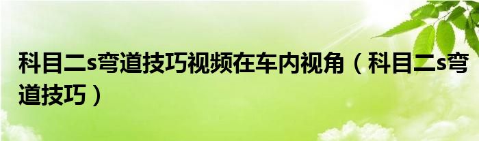 科目二s弯道技巧视频在车内视角（科目二s弯道技巧）