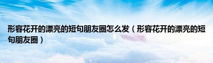 形容花开的漂亮的短句朋友圈怎么发（形容花开的漂亮的短句朋友圈）