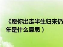 《愿你出走半生归来仍是少年》(愿你出走半生归来仍是少年是什么意思) 《愿你出走半生归来仍是少年》(愿你出走半生归来仍是少年是什么意思)