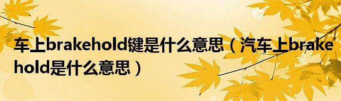 车上brakehold键是什么意思（汽车上brakehold是什么意思）