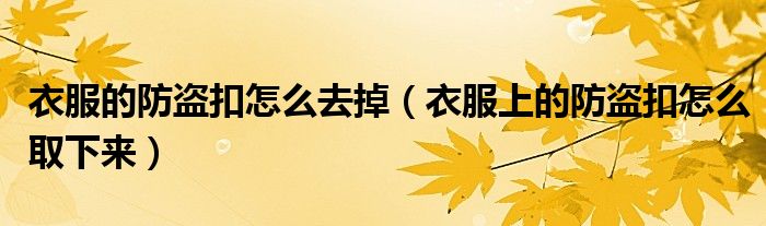 衣服的防盗扣怎么去掉（衣服上的防盗扣怎么取下来）