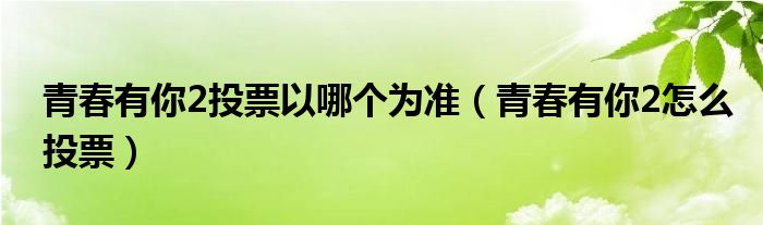 青春有你2投票以哪个为准（青春有你2怎么投票）