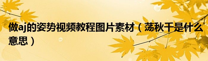 做aj的姿势视频教程图片素材（荡秋千是什么意思）