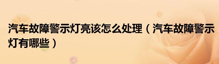 汽车故障警示灯亮该怎么处理（汽车故障警示灯有哪些）