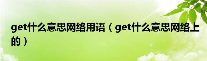 get什么意思网络用语（get什么意思网络上的）