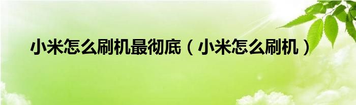 小米怎么刷机最彻底（小米怎么刷机）