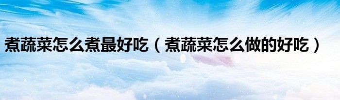 煮蔬菜怎么煮最好吃（煮蔬菜怎么做的好吃）