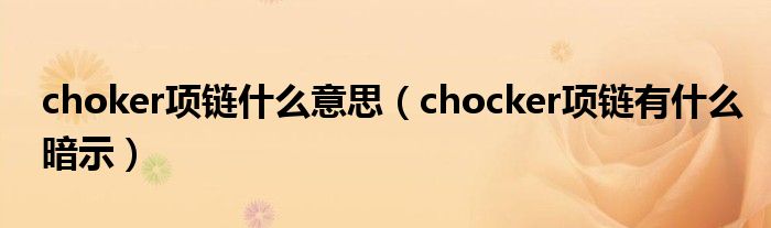 choker项链什么意思（chocker项链有什么暗示）