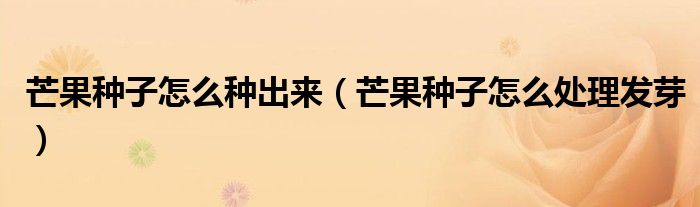 芒果种子怎么种出来（芒果种子怎么处理发芽）