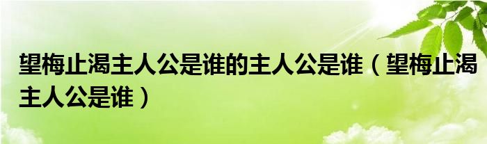 望梅止渴主人公是谁的主人公是谁（望梅止渴主人公是谁）