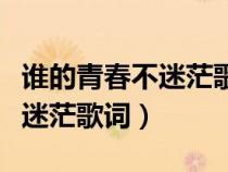 谁的青春不迷茫歌词是哪个歌名（谁的青春不迷茫歌词）