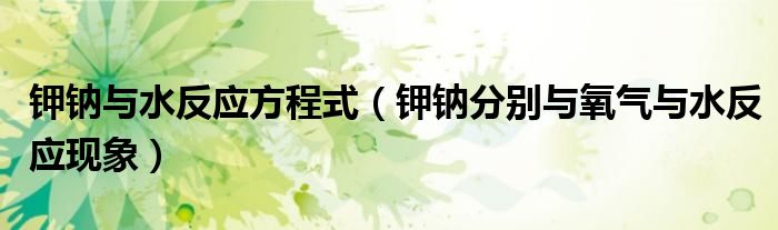钾钠与水反应方程式（钾钠分别与氧气与水反应现象）