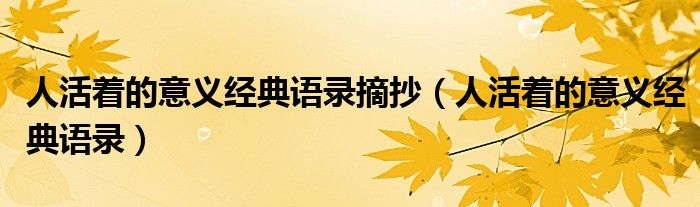 人活着的意义经典语录摘抄（人活着的意义经典语录）