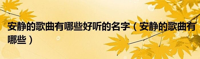 安静的歌曲有哪些好听的名字（安静的歌曲有哪些）