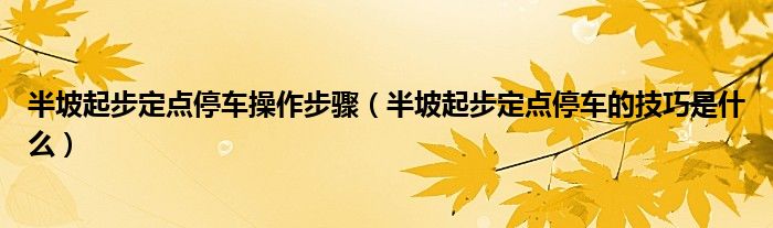 半坡起步定点停车操作步骤（半坡起步定点停车的技巧是什么）
