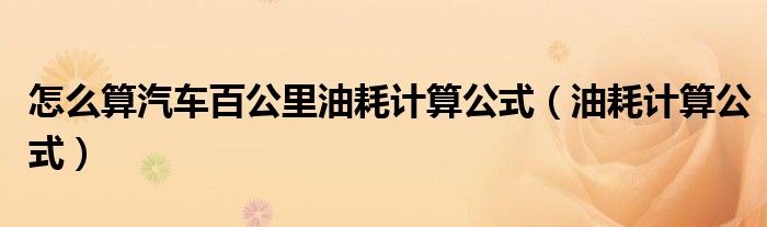 怎么算汽车百公里油耗计算公式（油耗计算公式）