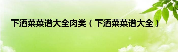 下酒菜菜谱大全肉类（下酒菜菜谱大全）