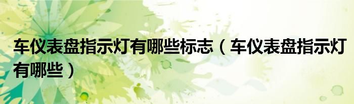 车仪表盘指示灯有哪些标志（车仪表盘指示灯有哪些）