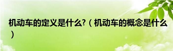 机动车的定义是什么?（机动车的概念是什么）