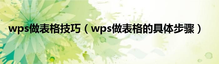 wps做表格技巧（wps做表格的具体步骤）