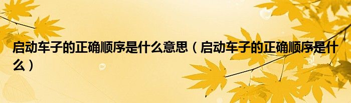 启动车子的正确顺序是什么意思（启动车子的正确顺序是什么）