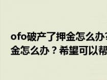 ofo破产了押金怎么办?希望可以帮到大家吗(ofo破产了押金怎么办?希望可以帮到大家) ofo破产了押金怎么办?希望可以帮到大家吗(ofo破产了押金怎么办?希望可以帮到大家)