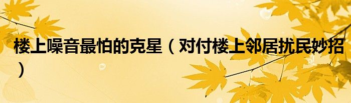 楼上噪音最怕的克星（对付楼上邻居扰民妙招）