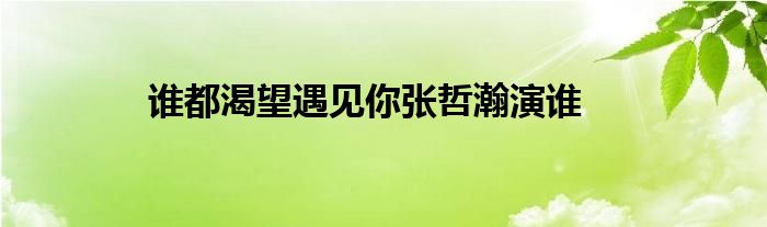 谁都渴望遇见你张哲瀚演谁