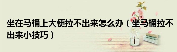 坐在马桶上大便拉不出来怎么办（坐马桶拉不出来小技巧）
