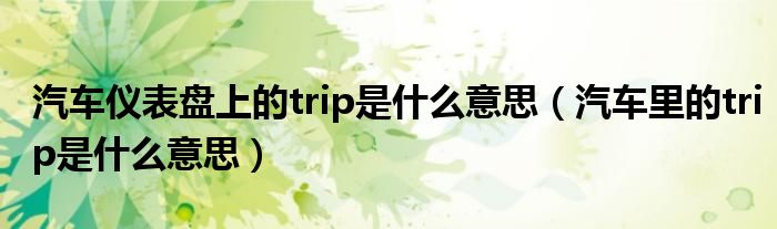汽车仪表盘上的trip是什么意思（汽车里的trip是什么意思）